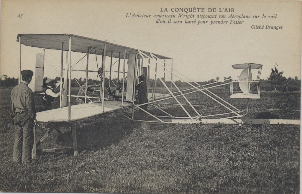 1908 Post Card #43 Wright Brothers Aviation France Real Photo  #*