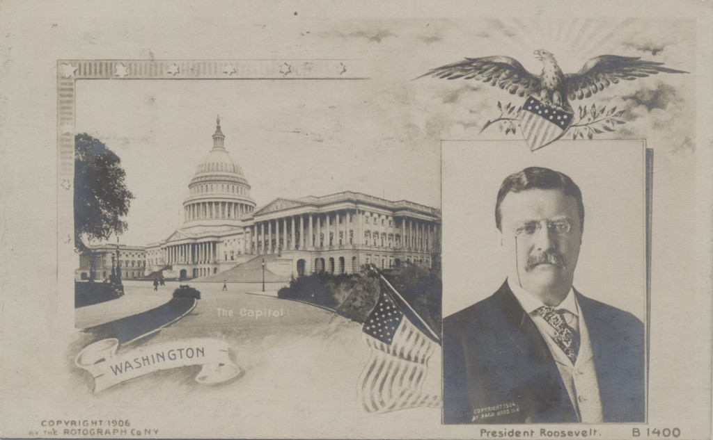 1906 Post Card B1400 President Theodore Roosevelt And Capitol  #*sku2348