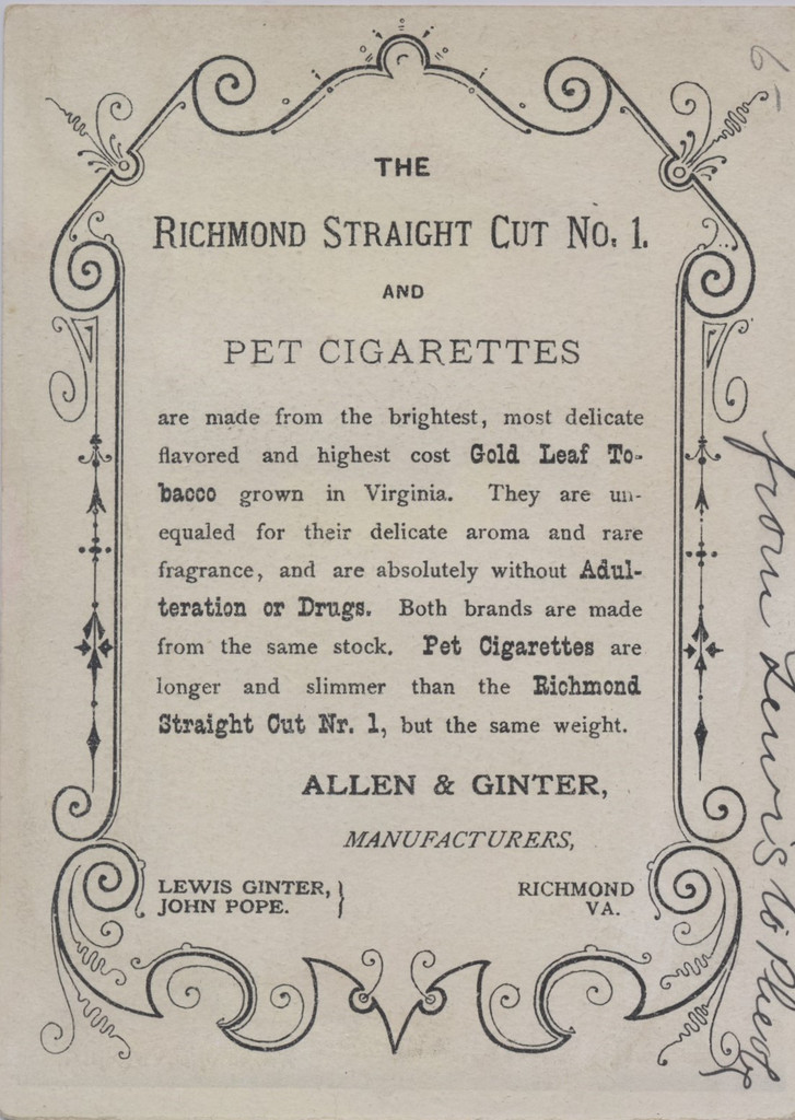 1890's Allen & Ginter Pet Cigarettes The Best Facing Left  #*