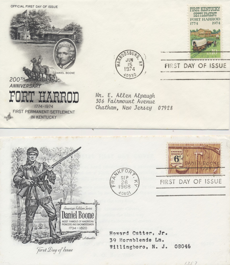 1968-1974 First Day Covers Daniel Boone Lot Of (2)  #*