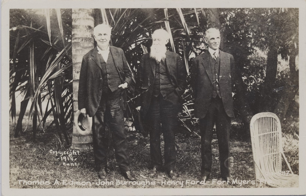 1914 Photo Post Card Thomas A. Edison, Henry Ford, John Burroughs  #*