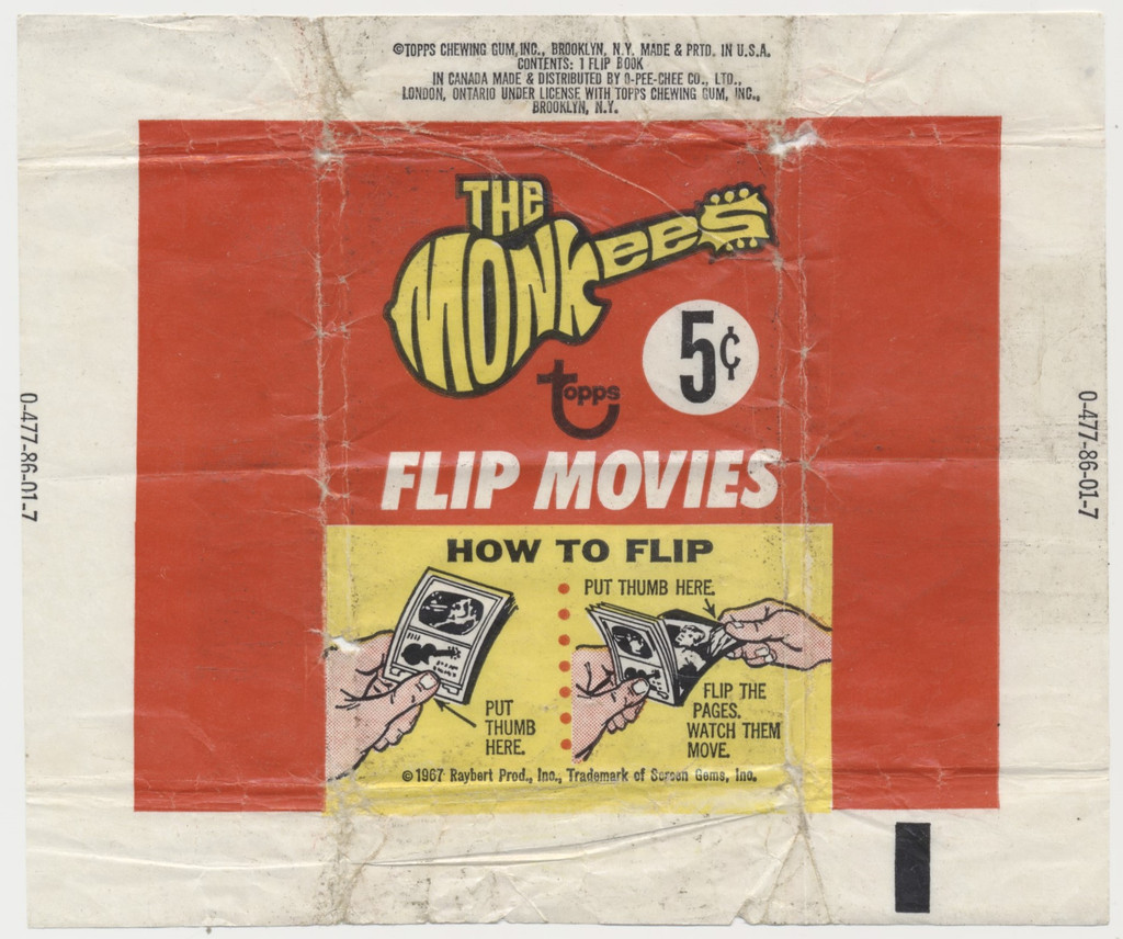 1967 Topps The Monkees Flip Movies 5 Cents Wrapper (low grade)   #*sku37032