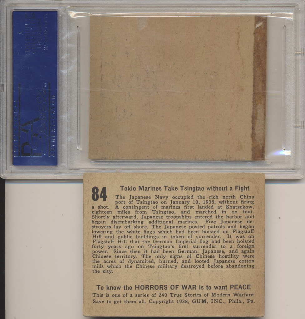 1938 Gum Inc R69 Horrors Of War Original Artwork #84With Extra Card  #*