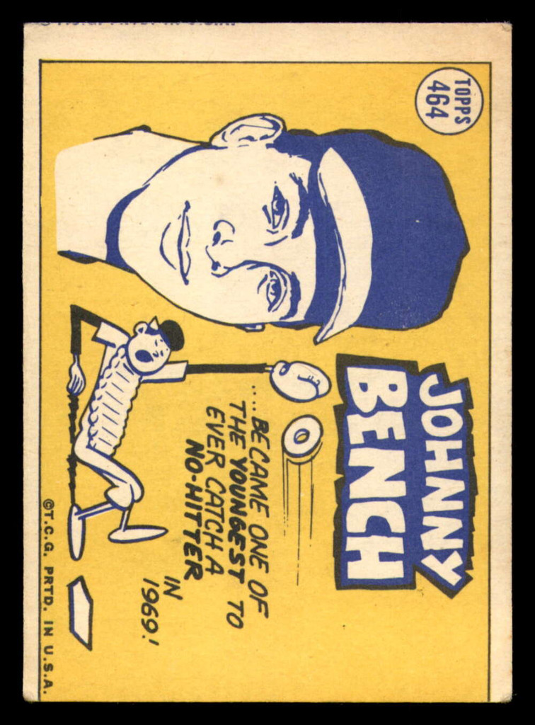 1970 Topps #464 Johnny Bench All-Star Very Good Reds All-Star    ID:312493