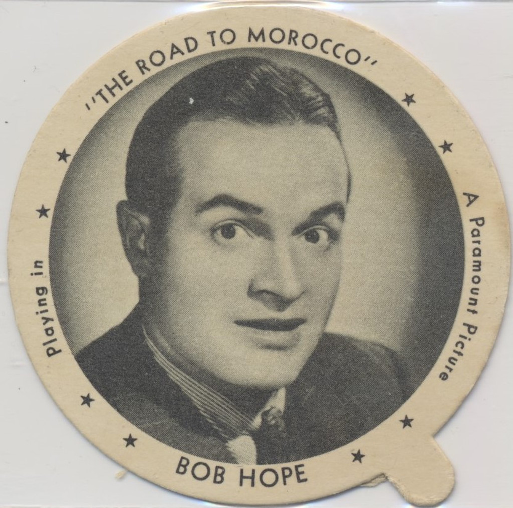 1944 Dixie Lid Bob Hope "The Road To Morocco" 2 3/4 inch Diameter Grisham's Ice Cream  #*