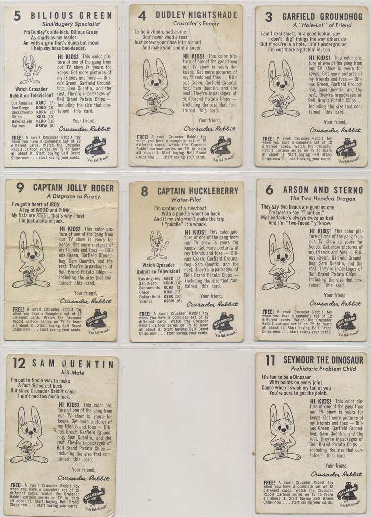 1962 Crusader Rabbit Bell Brand Lot Of 8 GOOD  #* WILL SELL SINGLES