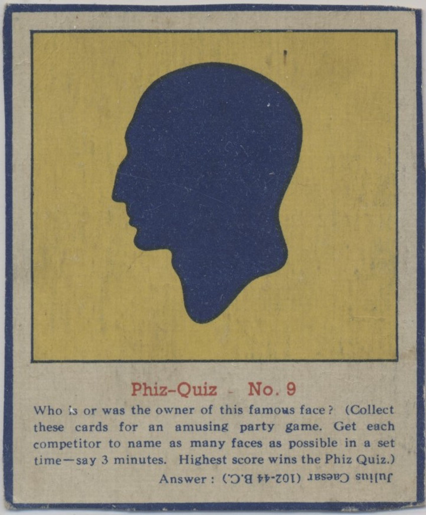 1930s Phiz-Quiz Silhouette Puzzle Julius Cedar Vg-Ex Blank Back  #*