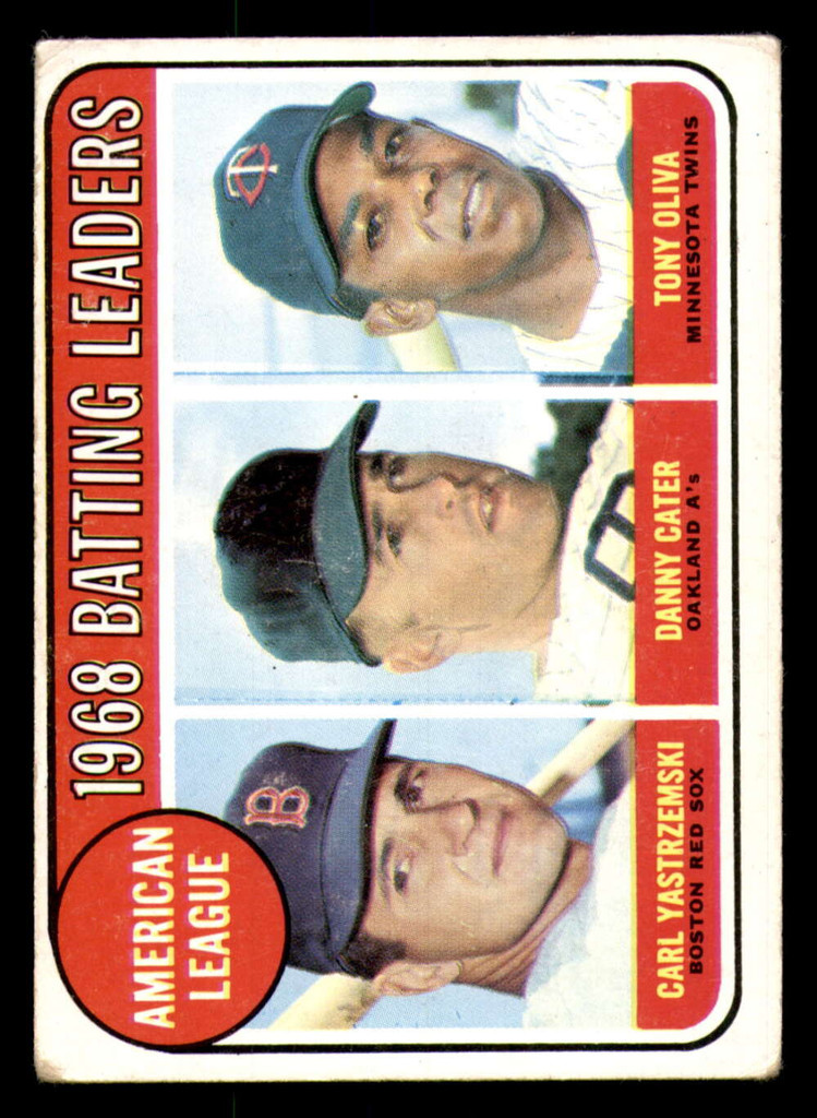 1969 Topps #1 Carl Yastrzemski/Danny Cater/Tony Oliva A.L. Batting Lea ID:317079