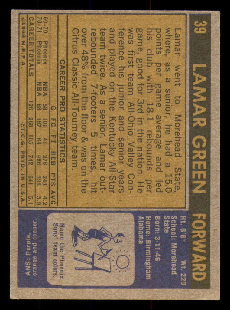 1971-72 Topps #39 Lamar Green DP Excellent Suns DP    ID:318261