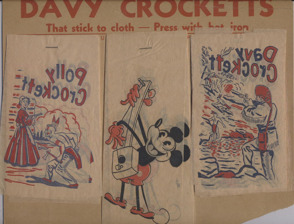 1950's Davy Crockett & Mickey Mouse Iron On Sales Counter Display  #*