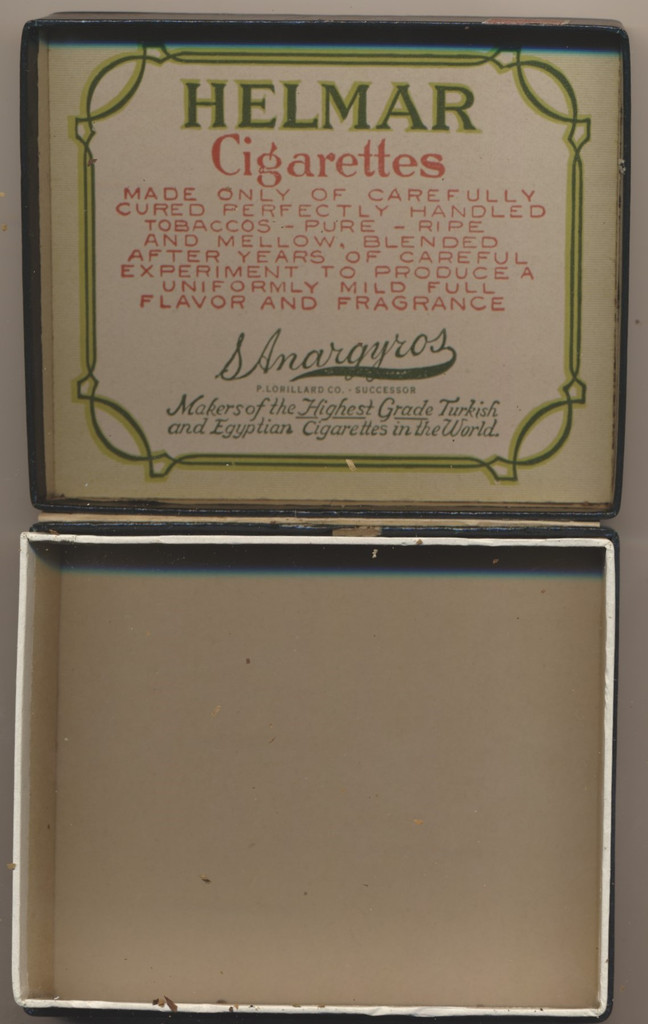 1910 HELMAR TURKISH CIGARETTES LARGER BOX 3 1/2 by 2 3/4 inches  #*