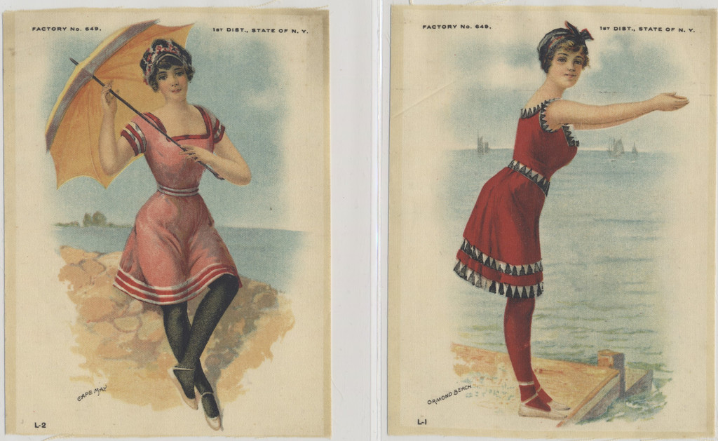 1910 S-55 USA Silks Bathing Beach Girls Set 6  #*