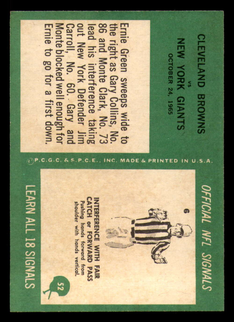 1966 Philadelphia #52 Ernie Green Browns Play Near Mint  ID: 321430