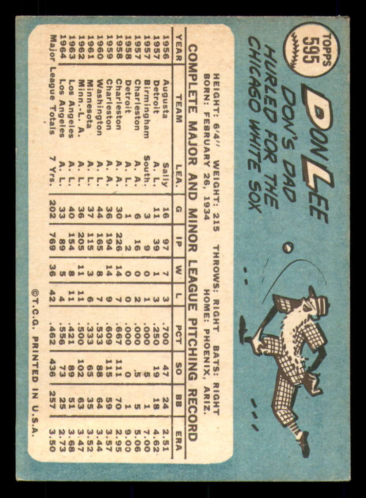 1965 Topps #595 Don Lee Excellent  ID: 325616