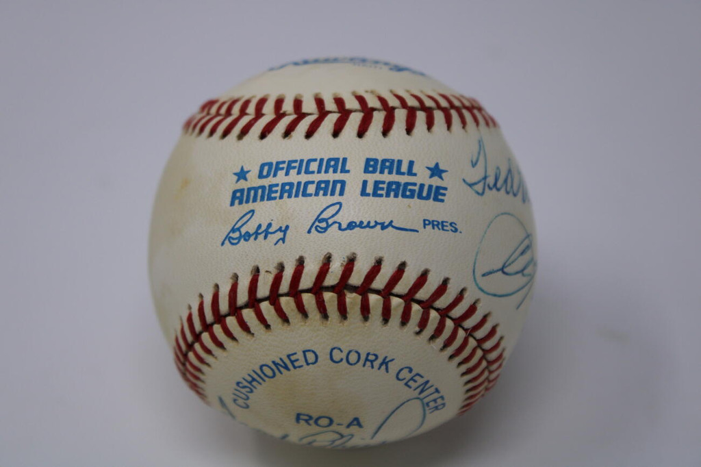 Mickey Mantle Ted Williams Yastrzemski Robinson Triple Crown Signed Baseball PSA/DNA ID: 328549