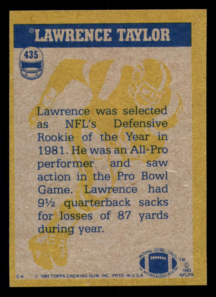 1982 Topps #435 Lawrence Taylor IA NM-Mint  ID: 329244