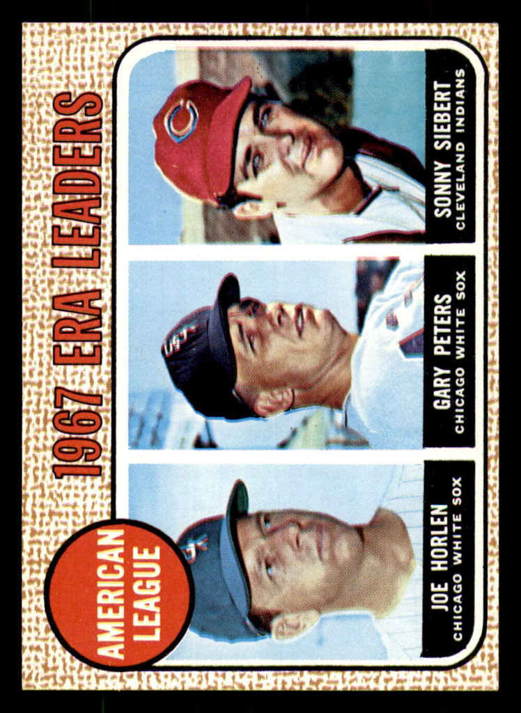 1968 Topps #   8 Joe Horlen/Gary Peters/Sonny Siebert A.L. ERA Leaders Near Mint+ 