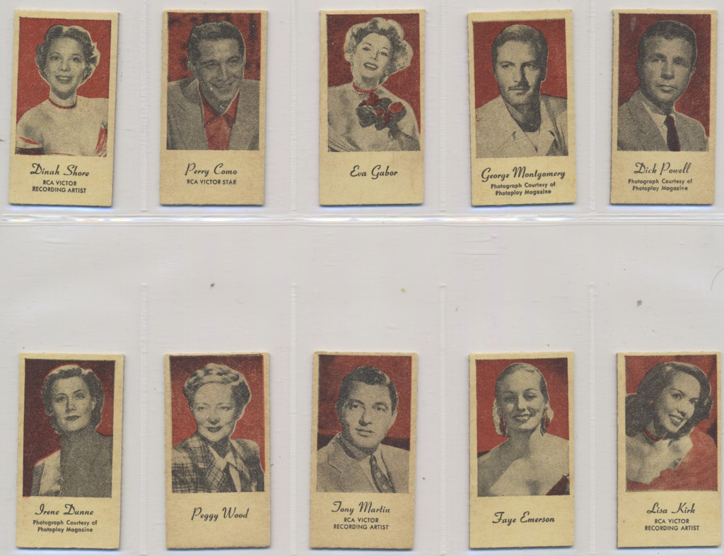 1945 Engrav-O-Tints Weight Machines Movie Stars Set 10   #*