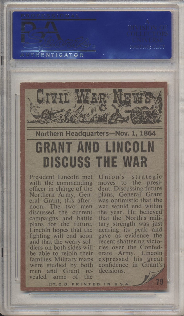 1962 Civil War News #79 Council Of War  PSA 5  EX  #* Better Card *