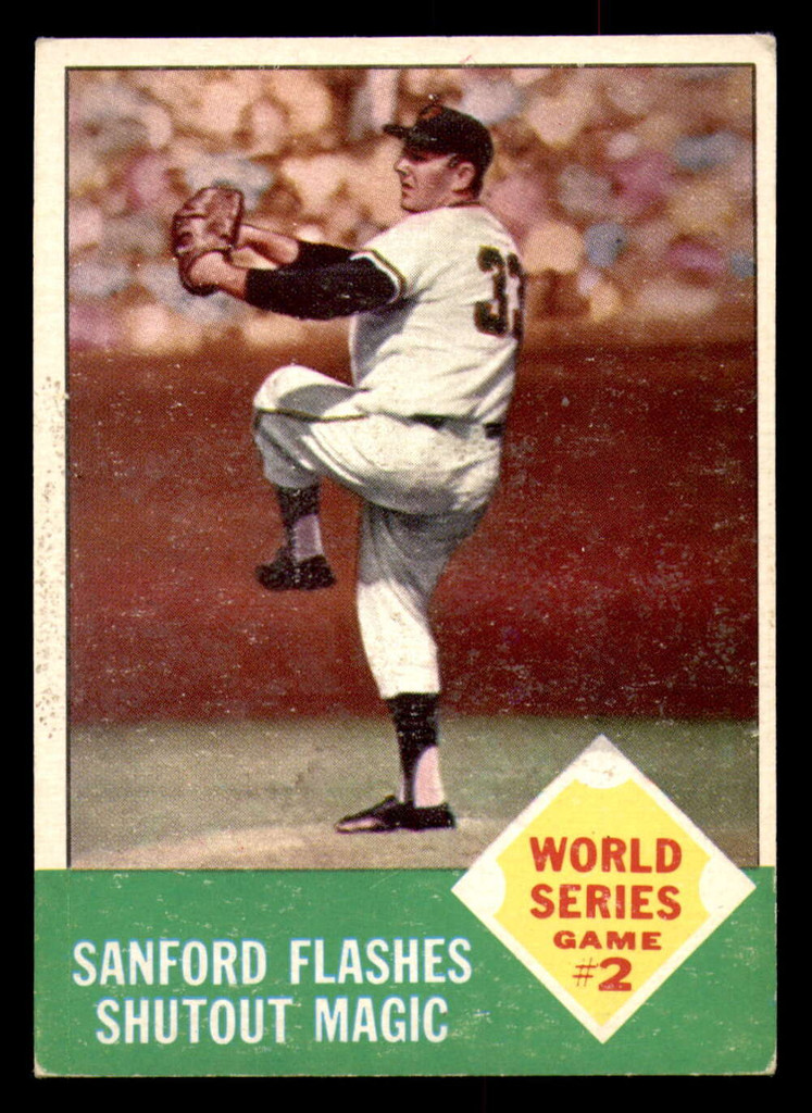 1963 Topps #143 World Series Game 2 Sanford Flashes Shutout Magic Excellent  ID: 333376