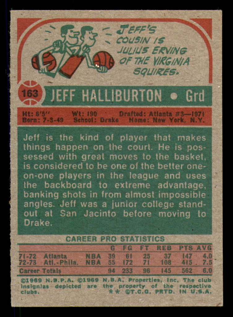 1973-74 Topps #163 Jeff Halliburton Ex-Mint 