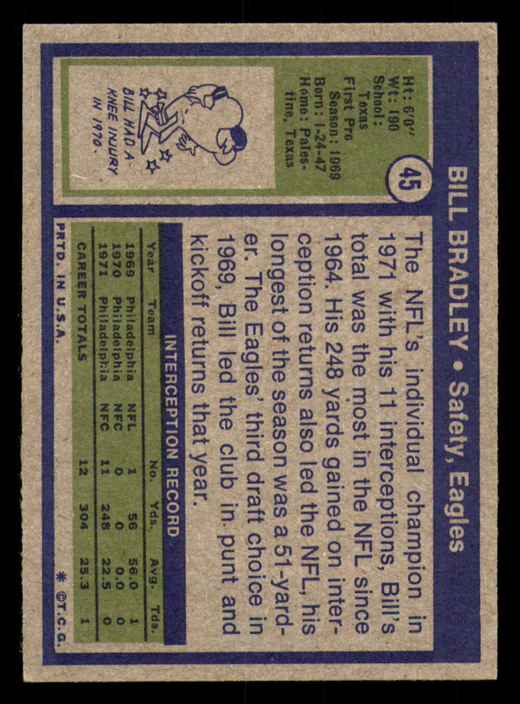1972 Topps # 45 Bill Bradley Ex-Mint RC Rookie  ID: 335511