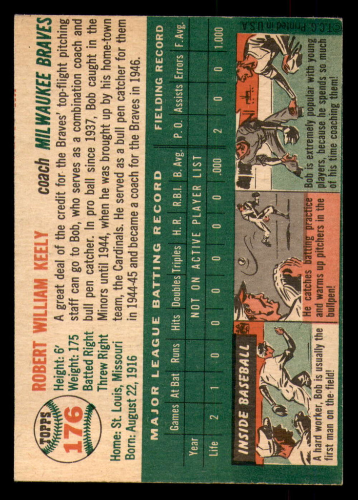 1954 Topps #176 Bob Keely CO Excellent 