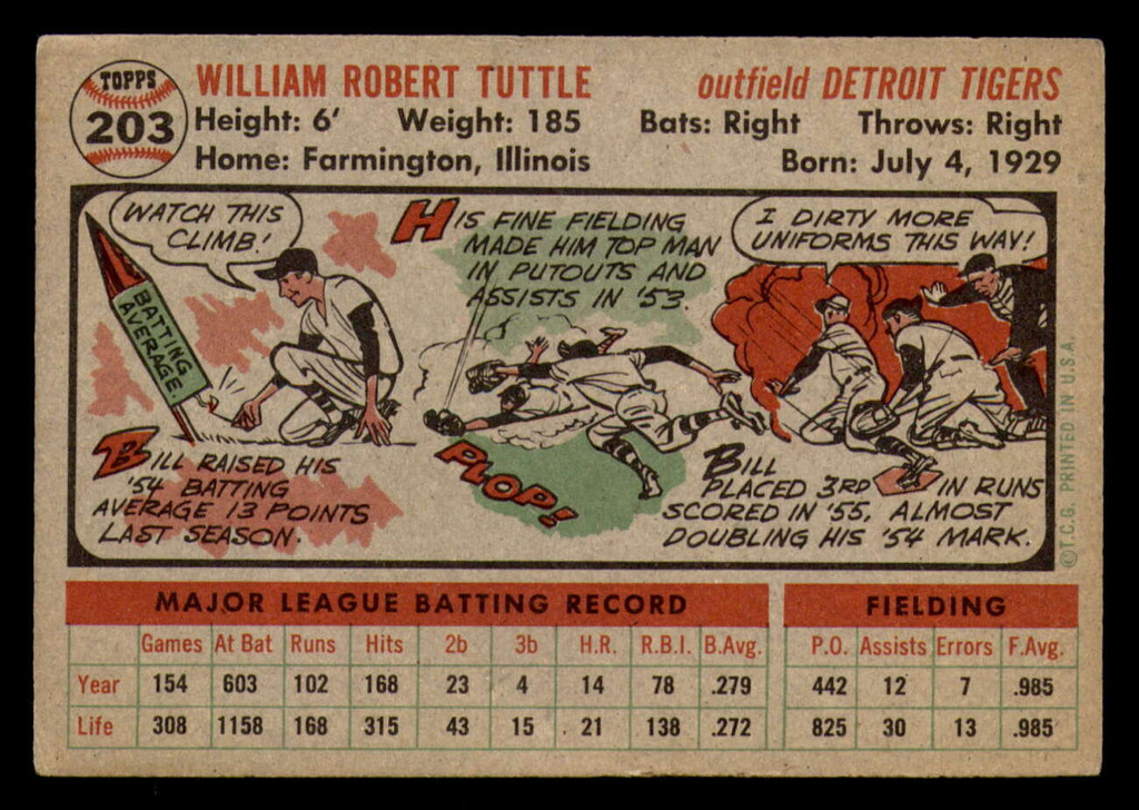 1956 Topps #203 Bill Tuttle VG-EX 