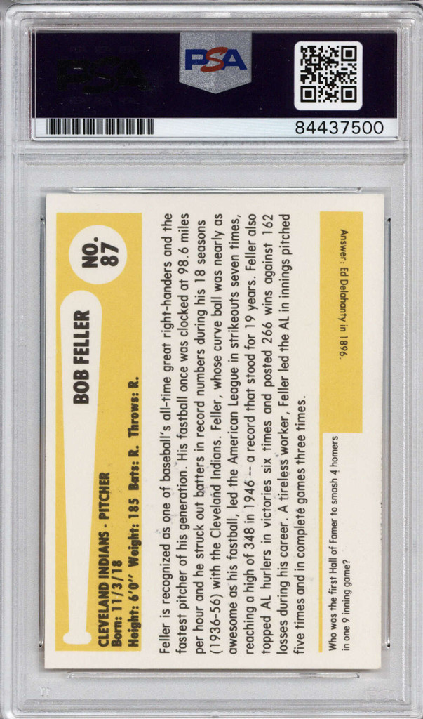 Trading Card Bob Feller PSA/DNA Auto Signed Encap Indians