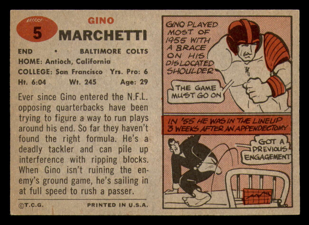 1957 Topps #5 Gino Marchetti Near Mint 