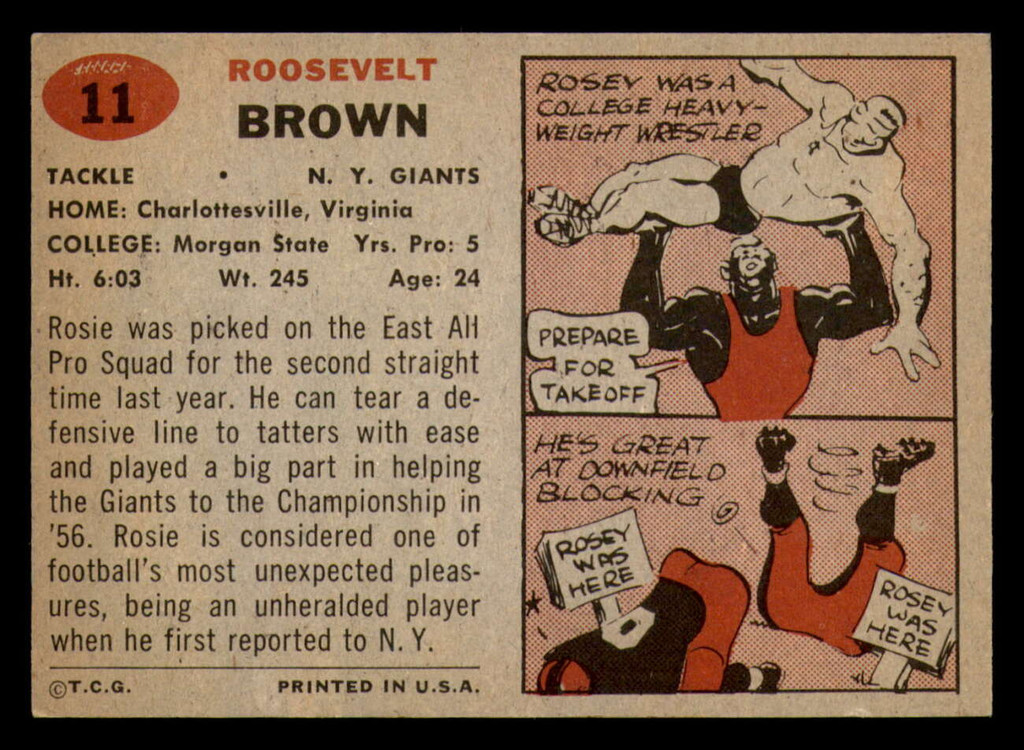 1957 Topps #11 Roosevelt Brown Ex-Mint 