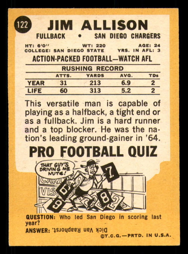 1967 Topps #122 Jim Allison Very Good RC Rookie 