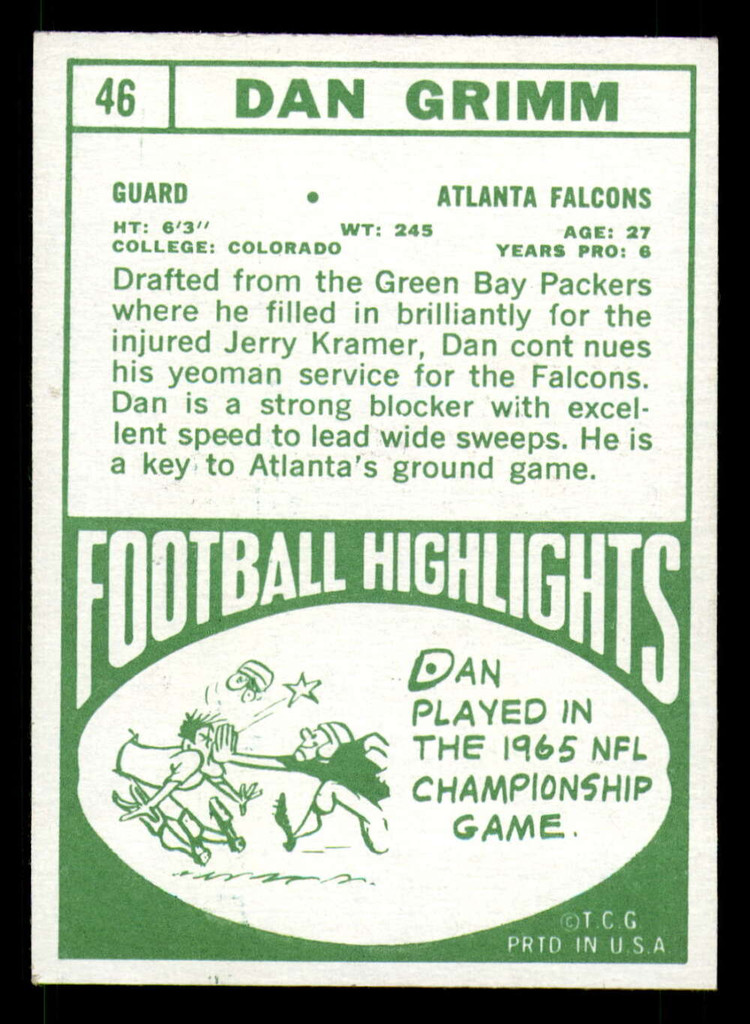 1968 Topps #46 Dan Grimm Ex-Mint  ID: 349114