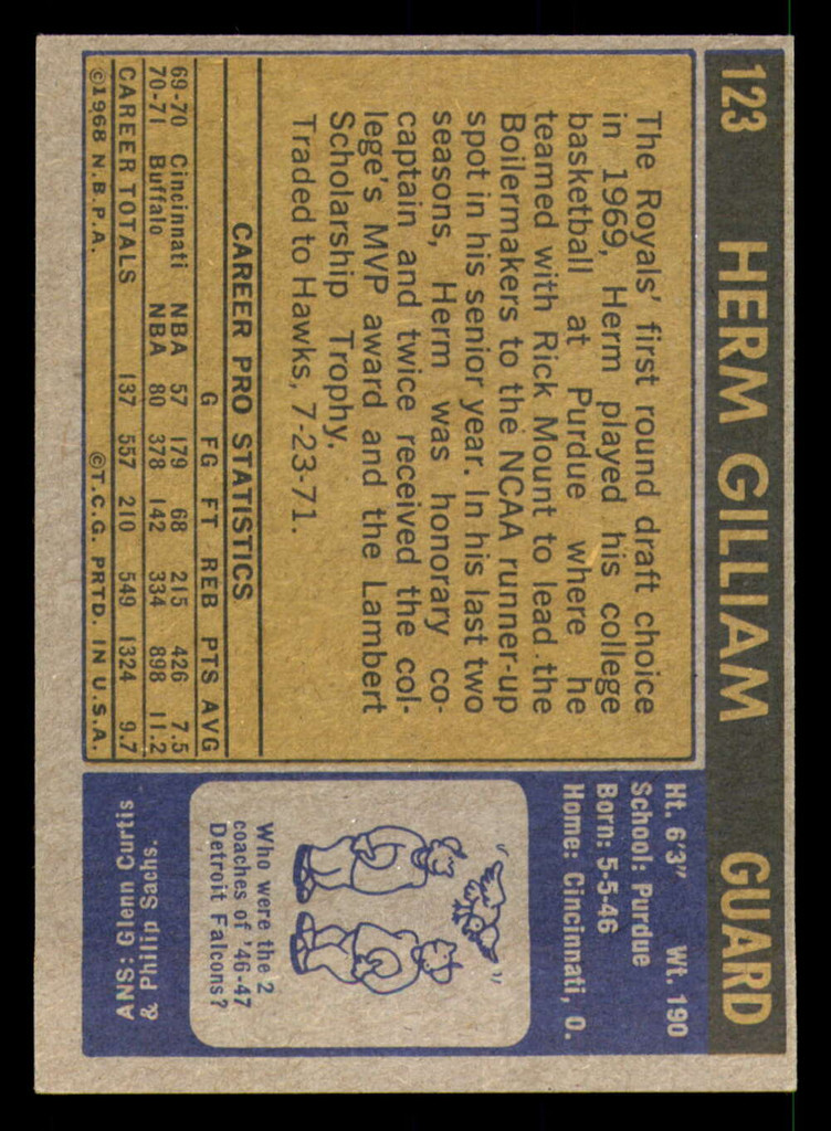 1971-72 Topps #123 Herm Gilliam DP Ex-Mint  ID: 350316