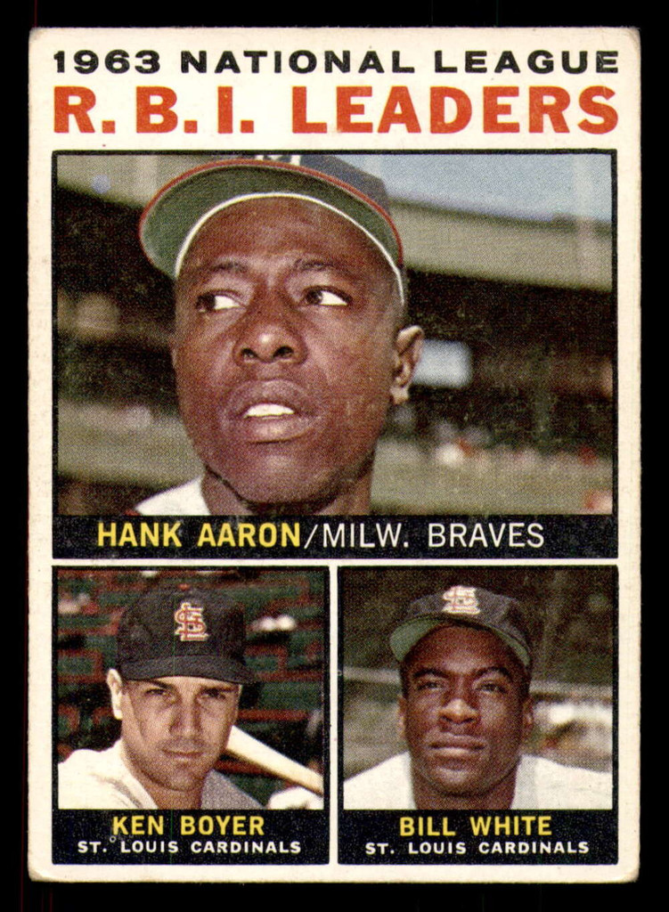 1964 Topps #11 Hank Aaron/Ken Boyer/Bill White NL R.B.I. Leaders VG-EX  ID: 351104