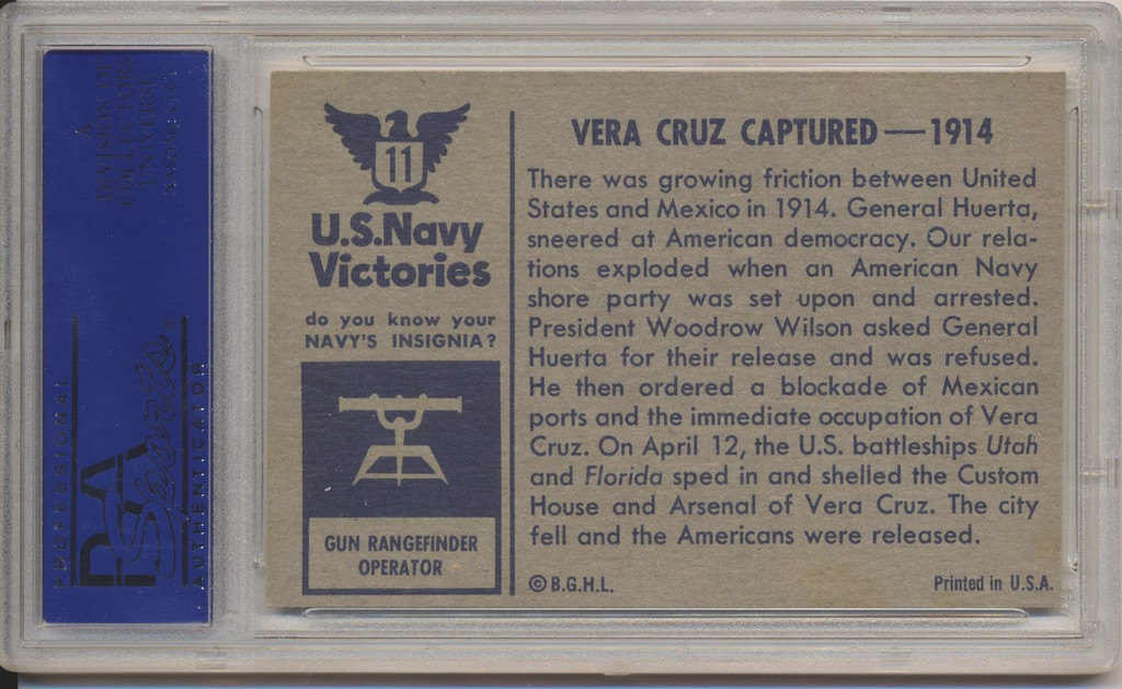 1954 U S Navy Victories #11 Vera Cruz Captured PSA 8 NM-MT  #*