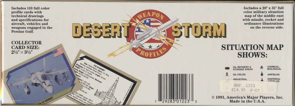 1991 AMERICA'S MAJOR PLAYERS, INC DESERT STORM WEAPON PROFILES SET (110) FACTORY #**