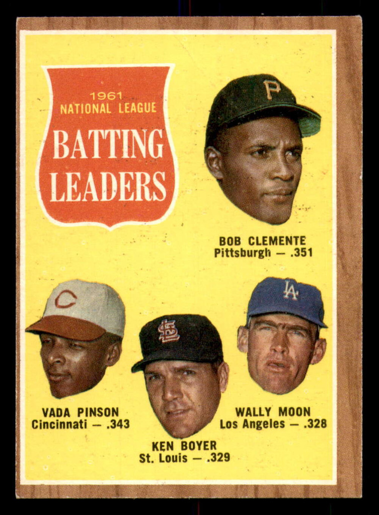 1962 Topps #52 Clemente/Pinson/Boyer/Moon N.L. Batting Leaders Very Good  ID: 351668