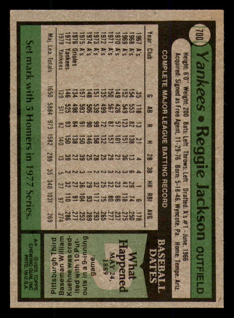 1979 Topps #700 Reggie Jackson DP Ex-Mint  ID: 352313