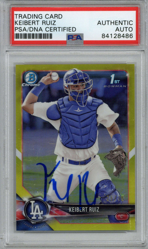 2018 Bowman Chrome Gold 25/75 BCP79 Keibert Ruiz Signed Auto PSA/DNA Dodgers