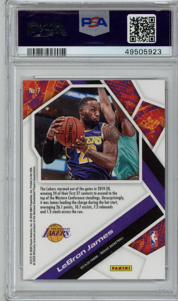 2019 Panini Mosaic Will TO Win # 7 LeBron James PSA Gem Mint 10 Los Angeles Lakers ID: 353687