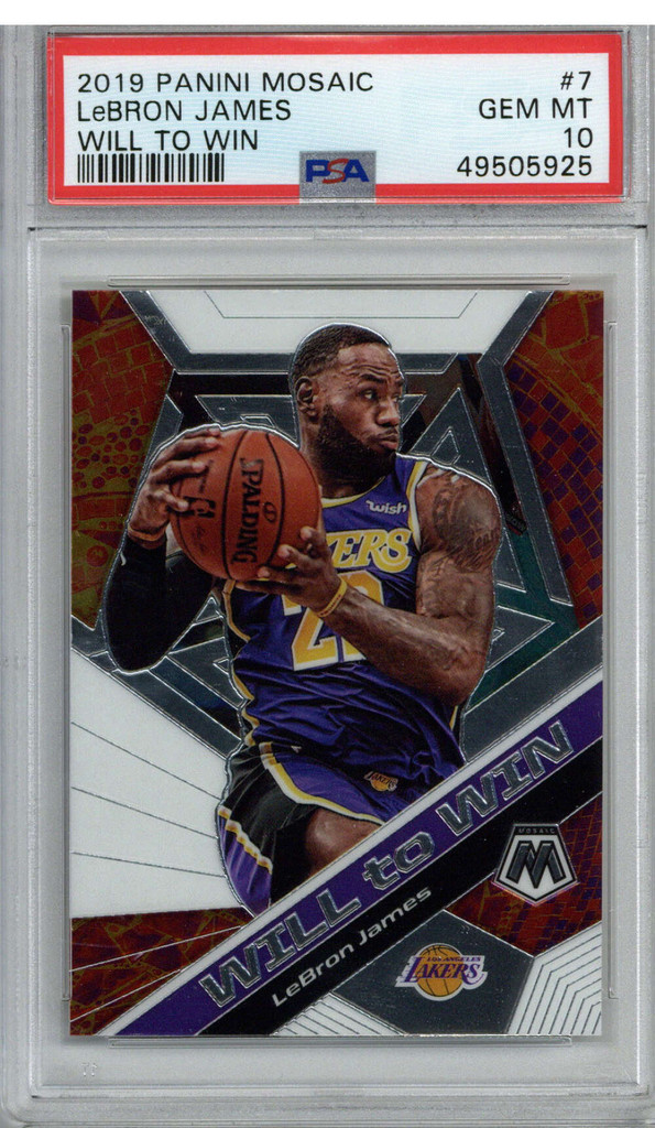 2019 Panini Mosaic Will TO Win # 7 LeBron James PSA Gem Mint 10 Los Angeles Lakers ID: 353688