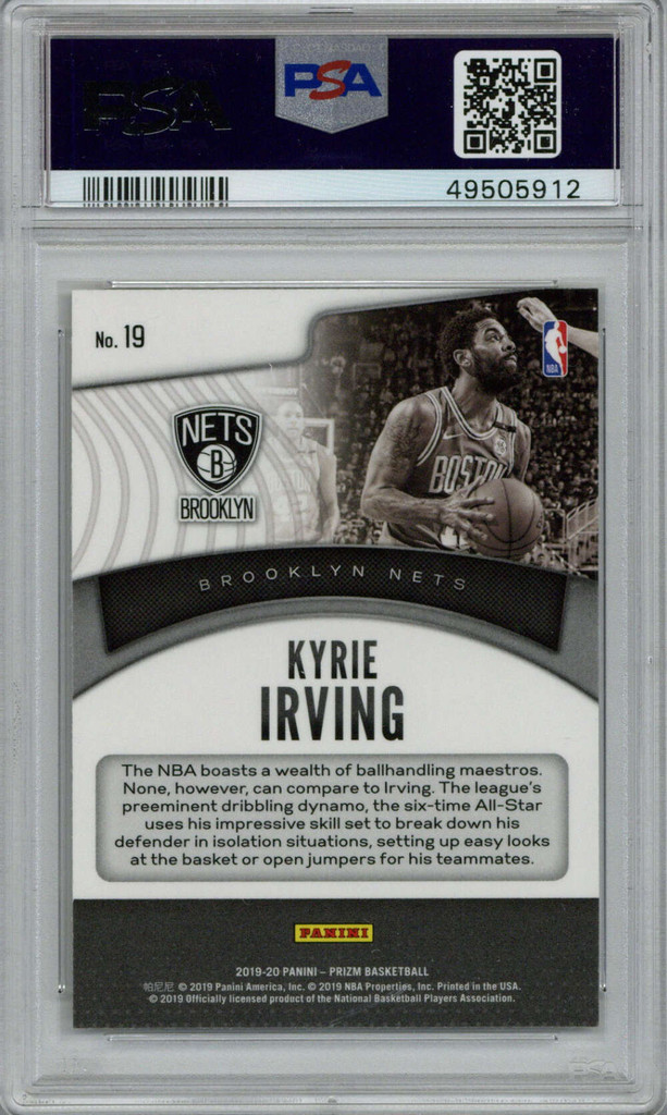 2019 Panini Prizm Dominance # 19 Kyrie Irving PSA Mint 9 Boston Celtics