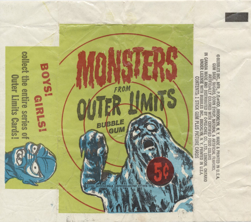 1964 Bubble Inc Monsters From Outer Limits 5 Cents Wrapper REAL TOUGH!!  #*sku34962