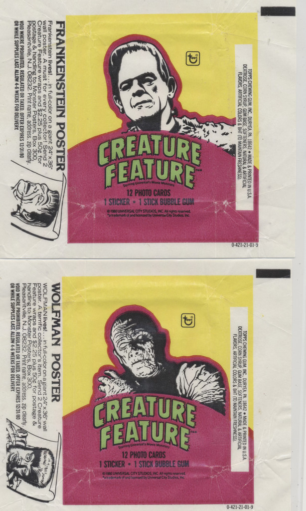 1980 Topps Creature Features 4 Different Wrappers  #*sku34963