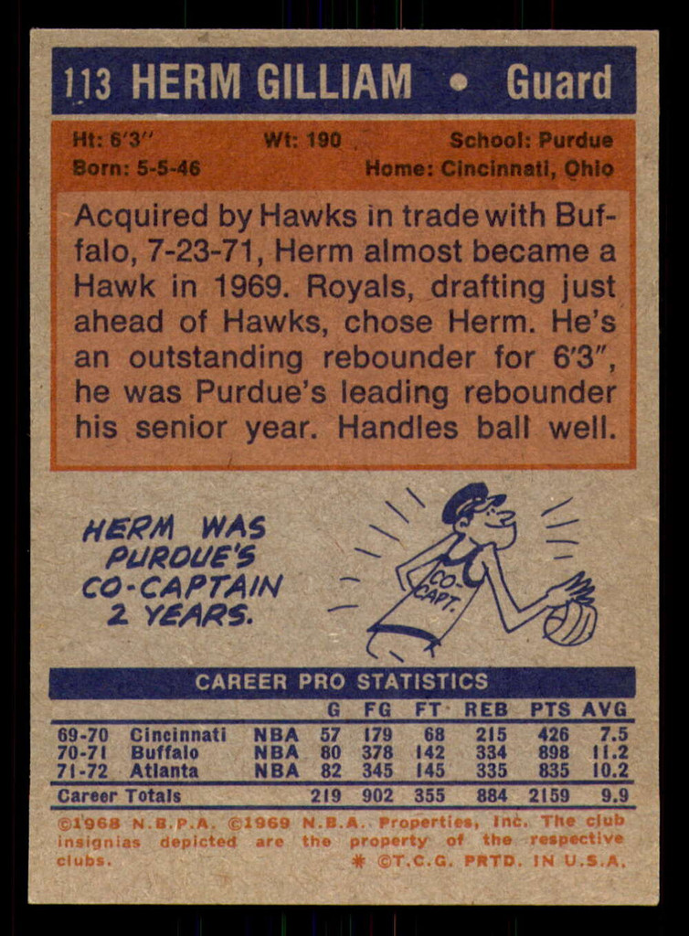 1972-73 Topps #113 Herm Gilliam Ex-Mint  ID: 354449