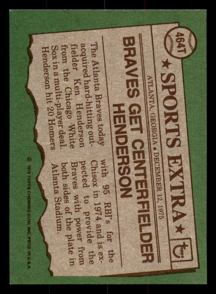 1976 Topps Traded #464 Ken Henderson Near Mint  ID: 356167