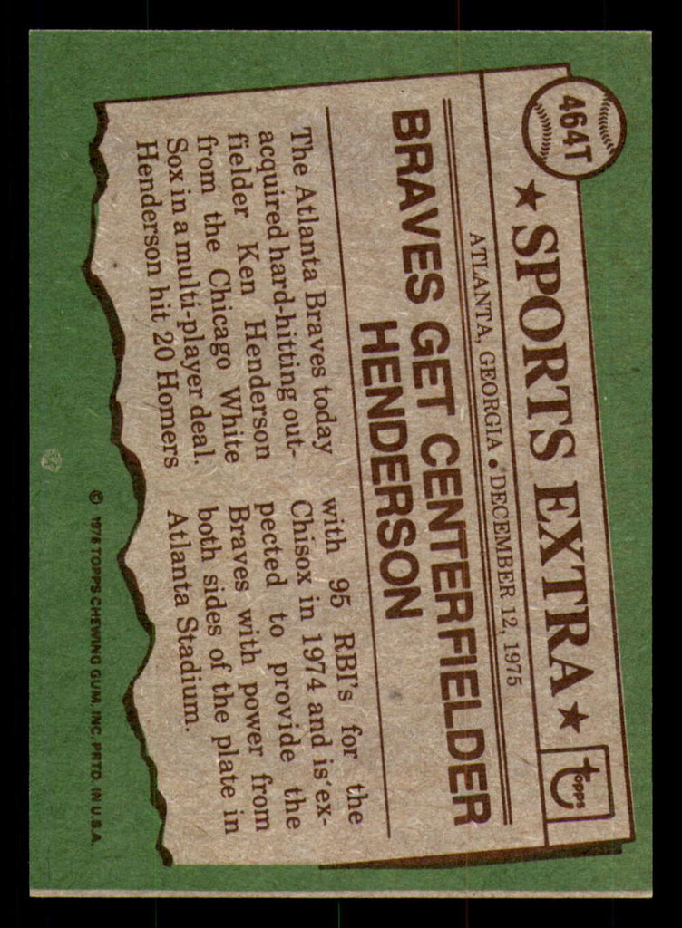 1976 Topps Traded #464 Ken Henderson Near Mint  ID: 356168