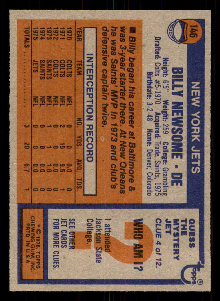 1976 Topps #146 Billy Newsome Near Mint 