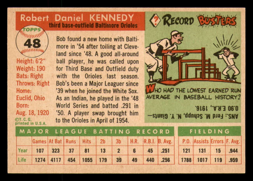 1955 Topps #48 Bob Kennedy Near Mint 